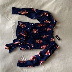 EXPRESS Off Shoulder Silk Blouse